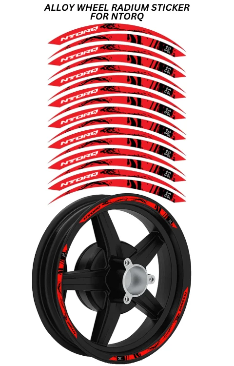Alloy Wheel Radium Sticker Compatible with Ntorq 125 | Printed In Premium Radium With FPF(Fade Protection Film), Water Proof, Precut Sticker, Pack Of 1